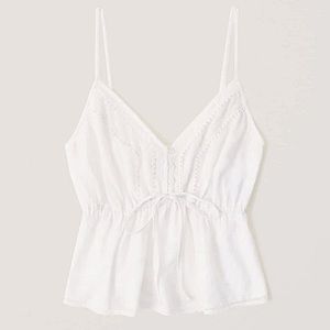 Abercrombie & Fitch Women’s Large White Button Up Lace Trim Cami Blouse